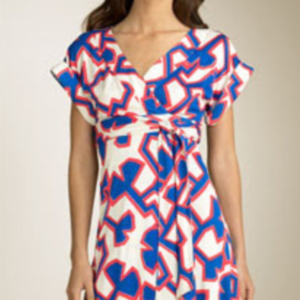 Diane Von Furstenberg DVF Tribal Print 100% Silk True Wrap Dress